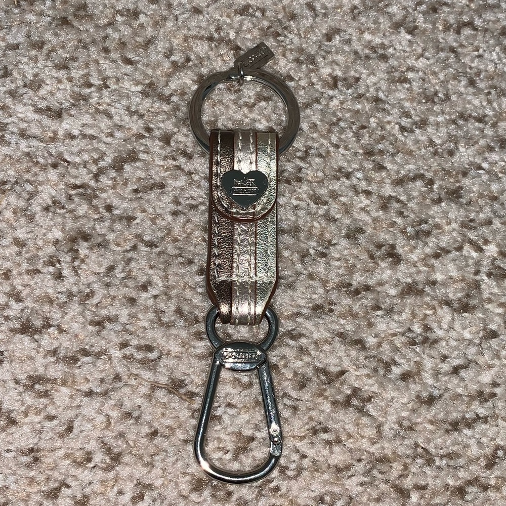 Coach metallic heart key chain